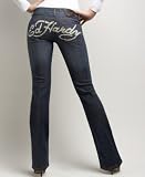 Ed Hardy Rhinestone Tattoo Logo Jeans, Dark Wash