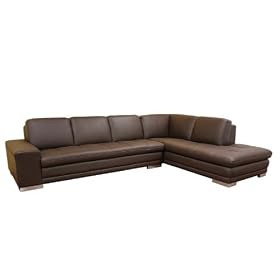 Sectional sofa with Right Chaise - Dark Brown Leather