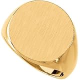 10K Yellow Gold Men's Solid Signet Ring With Brush Finished Top