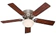 Hunter 20801 Low Profile lll Plus 52-Inch Ceiling Fan with 5-Cherry/Walnut Blades, Antique Pewter
