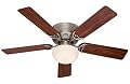Hunter 20801 Low Profile lll Plus 52-Inch Ceiling Fan with 5-Cherry/Walnut Blades, Antique Pewter