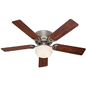 Hunter 20801 Low Profile lll Plus 52-Inch Ceiling Fan with 5-Cherry/Walnut Blades, Antique Pewter