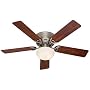 Hunter 20801 Low Profile lll Plus 52-Inch Ceiling Fan with 5-Cherry/Walnut Blades, Antique Pewter