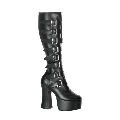 Demonia Slush-249 4.75 Inch 8 Buckled Platform Black Pump Knee Boots Size 8