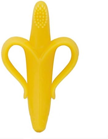Bienen Baby Lovely Infant Babys Toddler Soft Banana Shape Training Toothbrush With Handles(B-Yellow)