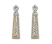 14kt Two-Tone Gold Diamond Cut Bar On X Drop Dangle Earrings
