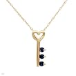 Heart Necklace With Genuine Sapphires Yellow Gold Length 18in