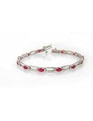 14k Gold 4.10ct tw 5x3 Oval Ruby and Diamond Bracelet