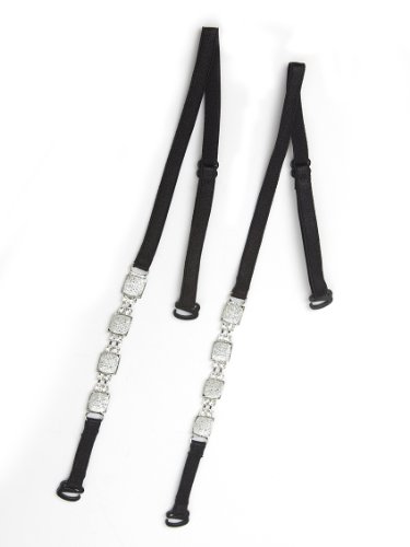 Ever Pretty PVC Hook 1 Pair Acrylic Stones Rhinestones Detchable Bra Straps 00069, White, One Size