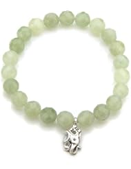 Satya Jewelry Future Triumph New Jade Silver Ganesha Stretch Bracelet