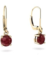 Genuine Ruby 14kt Yellow Gold Lever Back Earrings