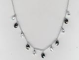 Black & White Briolette Silver CZ Necklace