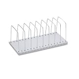 Buddy Products 710-32 Eight-section recycled steel book rack with dividers, platinum base
