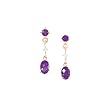 14k Gold, Amethyst & Diamond 3 Stone Drop Earrings