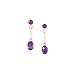 14k Gold, Amethyst & Diamond 3 Stone Drop Earrings