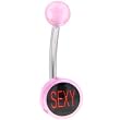 Pink Acrylic Black-Red Sexy Logo Belly Button Ring