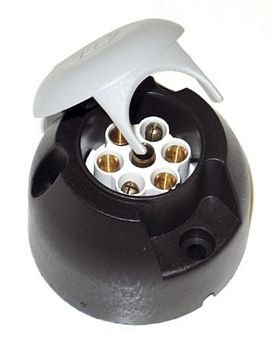 Black / Grey Plastic 7 Pin S Type 12V Caravan Supplementary Electics Socket