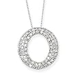 14k White Gold 3-Row Diamond Circle Pendant on 18" Necklace (1.00ctw)