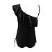 GWELL Asymmetric One Shoulder Off Ruffle One Piece Swimsuit Swimwear
