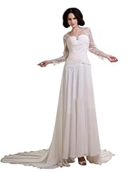 Long Sleeves Lace Wrap Sheath Chiffon Wedding Dress 