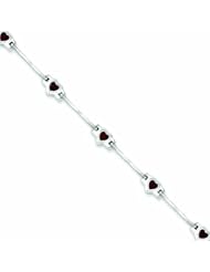 Sterling Silver Garnet Bracelet : Length 7 in
