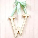 Wooden Hanging w: Blue Polka Dot Ribbon