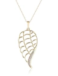 10k Yellow Gold Angel Wing with Diamonds Pendant Necklace (.03 cttw, I-J Color, I2-I3 Clarity), 18"