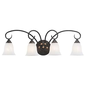 Sea Gull Lighting 4005-85 Athenia Four-Light Vanity, Gold Patina Finish with White... by Sea Gull Lighting