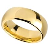 8MM Men's Tungsten Carbide Ring Wedding Band 14K Gold plated