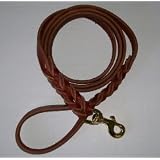 Leather Dog Leash~Double Braided~6 Ft. X 3/4 In. ~ Brown/Brass