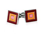 Concentric Enamel Maroon, Pink, and Orange Square Cufflinks by Cuff-Daddy