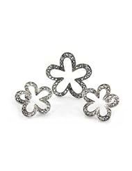 925 Sterling Silver Blue Cz Flower Earrings Pendant Jewelry Sets