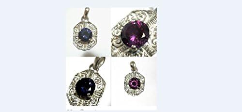 Color Shifting Sapphire & Sterling Silver Hand Engraved Medallion Pendant Necklace 925 14 ct. 12 grams