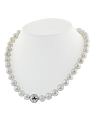Honora Sterling Silver 10.5-11MM White Round Ringed Freshwater Cultured Pearl 18" Magnetic Necklace