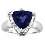 14k White Gold Trillion Tanzanite and Diamond Ring 3.68 TCW