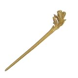 Crystalmood Handmade Lignum-vitae Wood Carved Hair Stick Yulan 6.75 Inches