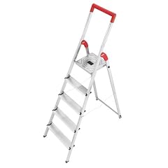 Hailo 8935-001 Alu-Sicherheits-Haushaltsleiter L50 - 5 Stufen mit Sicherheitsb�gel