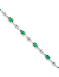 Sterling Silver Emerald and Diamond Bracelet
