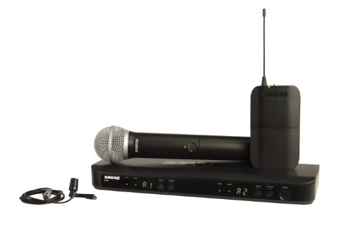 Shure BLX1288/CVL Dual Channel Combo Wireless System with PG58 Handheld and CVL Lavalier Microphone, H8