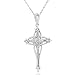 1/10ctw Round Brilliant Diamond Cross Pendant in 14k White Gold (GH/I1-I2)