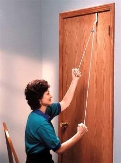 RangeMaster Molded Rubber Handle Overhead Shoulder Pulley -Webbing door strap