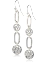 Nine West "In The Groove" Silver-Tone Textured Linear Drop Earrings