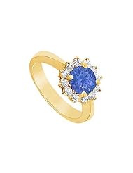 Sapphire and Diamond Ring 14K Yellow Gold - 1.50 CT TGW