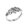 Sterling Silver Celtic Trinity Knot Heart Ring (Size 3,4,5,6,7,8,9,10,11,12,13,14,15)