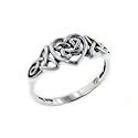 Sterling Silver Celtic Trinity Knot Heart Ring (Size 3,4,5,6,7,8,9,10,11,12,13,14,15)