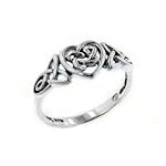 Sterling Silver Celtic Trinity Knot Heart Ring (Size 3,4,5,6,7,8,9,10,11,12,13,14,15)