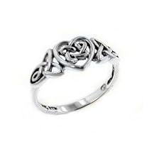 Sterling Silver Celtic Trinity Knot Heart Ring (Size 3,4,5,6,7,8,9,10,11,12,13,14,15)