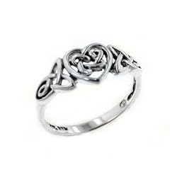 Sterling Silver Celtic Trinity Knot Heart Ring (Size 3,4,5,6,7,8,9,10,11,12,13,14,15)