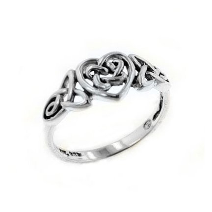 Sterling Silver Celtic Trinity Knot Heart Ring(Sizes 3,4,5,6,7,8,9,10,11,12,13,14,15)