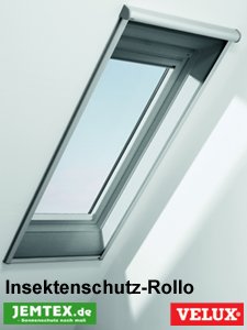 Original VELUX Insektenschutz Rollo ZIL U04 0000 für Lichte Dachauschnitte bis 64 x 240 cm mit Aluminium Führungsschienen und grauem Netzstoff